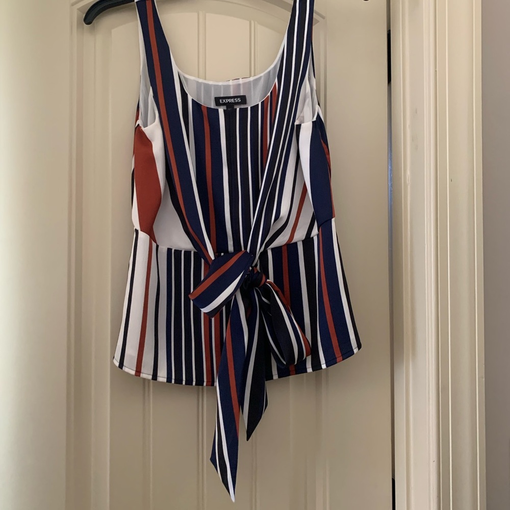Express tie-front striped tank top size small
